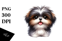 Cute Shih Tzu, Watercolor PNG Product Image 1