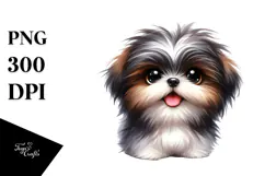 Cute Shih Tzu, Watercolor PNG Product Image 1