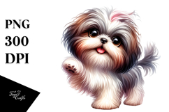 Cute Shih Tzu, Watercolor PNG Product Image 1