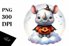 Cute Baby Rhino Halloween PNG Product Image 1