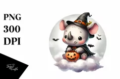 Cute Baby Rhino on Cloud PNG Product Image 3