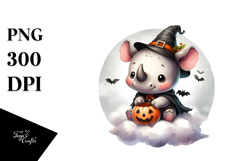 Cute Baby Rhino on Cloud PNG Product Image 1
