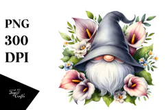 Cute Gnome with Calla Lily Floral Frame PNG Product Image 1