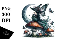 Creative Gothic Fairy on Mushroom, PNG Product Image 1