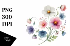 Cute Flower Watercolor PNG Product Image 1