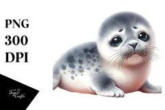 Digital Baby Seal with Big Eyes PNG Product Image 1