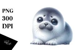 Digital Baby Seal with Big Eyes PNG Product Image 1