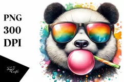 Quirky Colorful Panda, High Detail | Sublimation Clipart Product Image 1