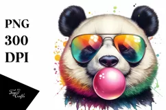 Quirky Colorful Panda, High Detail | Sublimation Clipart Product Image 3