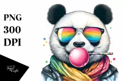 Quirky Colorful Panda, High Detail | Sublimation Clipart Product Image 1