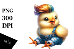 Vibrant Baby Chicken with Cool Haircut PNG Product Image 1