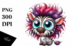 Colorful Baby Zebra Cartoon | Sublimation | Clipart Product Image 1
