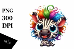 Colorful Baby Zebra Cartoon | Sublimation | Clipart Product Image 1