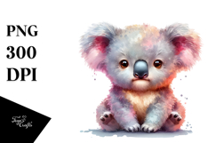 Baby Koala with Big Eyes, Digital Watercolor PNG Product Image 1