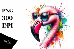 Quirky Colorful Flamingo Sunglasses | Clipart Product Image 3