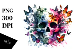 Colorful Skull Half Spring Flowers, High-Res PNG Product Image 1