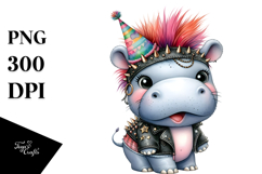 Cute Baby Hippo with Party Hat, High-Res PNG Product Image 1