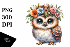 Cute Baby Owl Sitting PNG Product Image 1