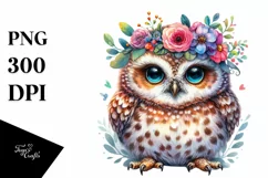 Cute Baby Owl Sitting PNG Product Image 3