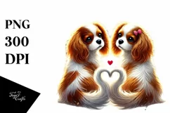 Cute Cavalier King Charles Spaniel Heart PNG Product Image 1
