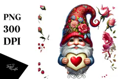 Valentines Gnome Roses Victory PNG Product Image 1