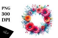 Vibrant Watercolor Wreath with Gerbera Product Image 1