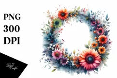 Watercolor Floral Wreath, Vibrant Abstract | Sublimation | Product Image 3