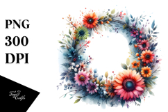 Vibrant Watercolor Wreath with Gerbera Product Image 1