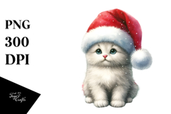 Cute Cat Wearing Santa Hat PNG Product Image 1