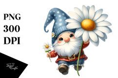 Floating Gnome with Daisy PNG Product Image 1