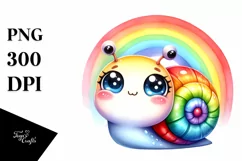Colorful Baby Snail Watercolor Clipart Product Image 3