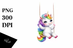 Colorful Pastel Unicorn Swing, PNG Product Image 3