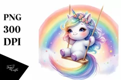 Colorful Pastel Unicorn Swing, PNG Product Image 1