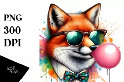 Quirky Fox Sunglasses Chewing Gum Clipart Product Image 1