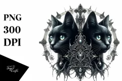 Detailed Gothic Cat Sticker Sublimation Clipart Product Image 3