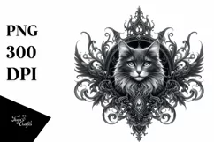 Detailed Gothic Cat Sticker Sublimation Clipart Product Image 3