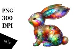 Colorful Bunny on Splashy Background, PNG Product Image 1
