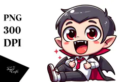 Silly Cartoon Vampire with Wide Anime Eyes, PNG Product Image 1