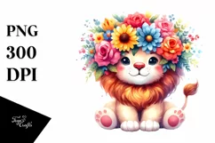 Cute Cartoon Style Watercolor Lion Flower Crown Product Image 3