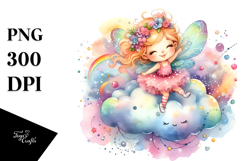 Cute Fairy Cloud Puff Watercolor Product Image 1