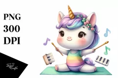 Cute Unicorn Yoga Instructor Watercolor Clipart Product Image 1