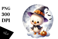 Cute Baby Swan Halloween Washed Watercolor PNG Product Image 1