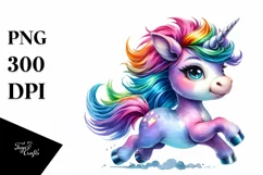 Cute Baby Unicorn Running PNG Product Image 1