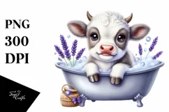 Cute Highland Cow in Bath Tub | Sublimation | Clipart Product Image 1