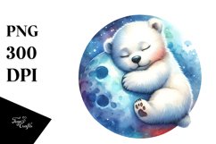 Colorful Baby Polar Bear on the Moon | Clipart Product Image 1