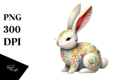 Colorful Wooden Bunny PNG Product Image 1