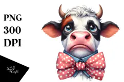 Funny Cow with Bow, PNG Product Image 1