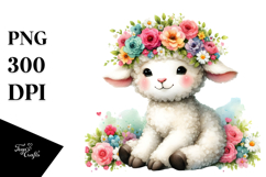 Cartoon-style Watercolor Lamb, Transparent PNG Product Image 1