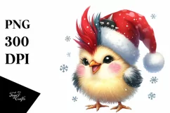 Baby Chicken with Santa Hat, Winter PNG Product Image 1