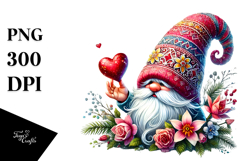 Detailed Valentines Gnome with Heart Sign PNG Product Image 1